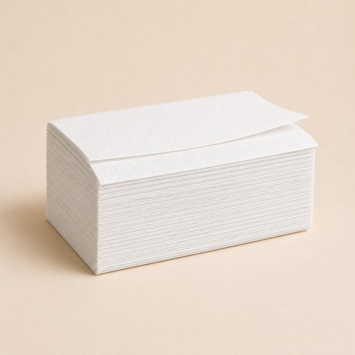 Pilha de papel toalha interfolhado branco